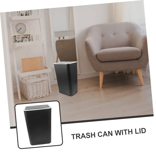 Papelera para dormitorio y vestidor con tapa a presión cubo de basura elegante para oficina 4