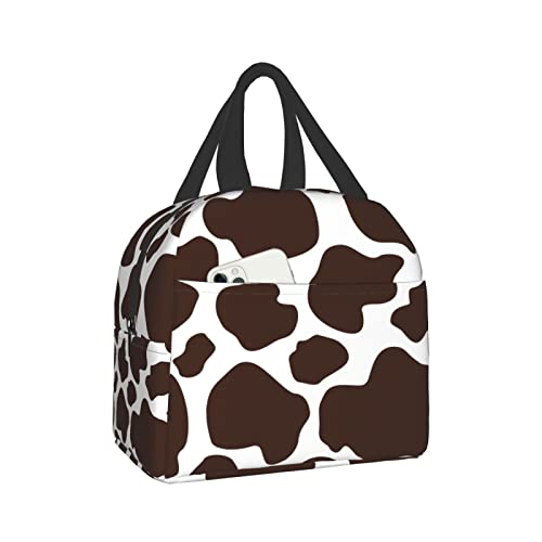 Lunch Bag Cow Print Brown Insulated Lunch Box Reusable Lunch Bags Meal Portable Container Tote For Men Women Work Travel Picnic #TOP1