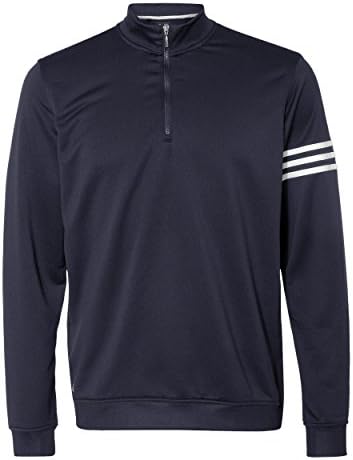 adidas Men's Golf Climalite 3-Stripes Quarter-Zip Pullover, Navy/White, Small