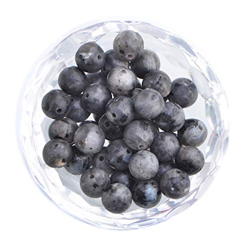 Image of 100Pcs Natural Crystal Beads Stone Gemstone Round Loose Energy Healing Beads with Free Crystal Stretch Cord for Jewelry Making (Larvikite Labradorite, 6MM)