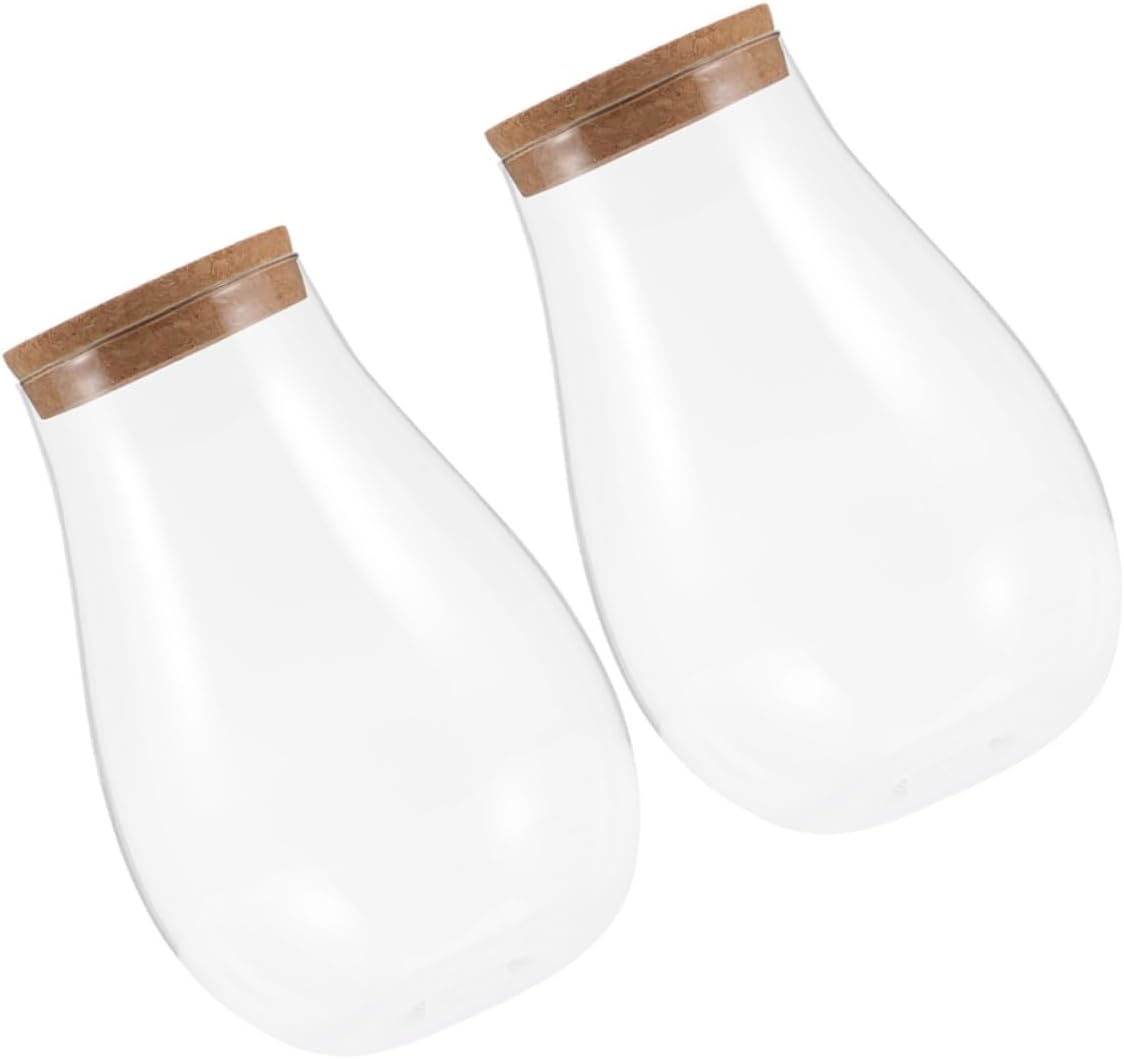 2Pcs Terrarium Glass Bottle Decorative Micro Landscape Vases for Indoor Plants Flowers Unique Display for Home Decor DIY Moss Hydroponic Arrangements