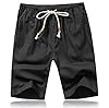 Tansozer Mens Summer Casual Cotton Shorts with Pockets Elasticated Waist Black XXXL #3