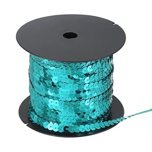 Sourcing Map Flaches Paillettenband 6mm Seeblau