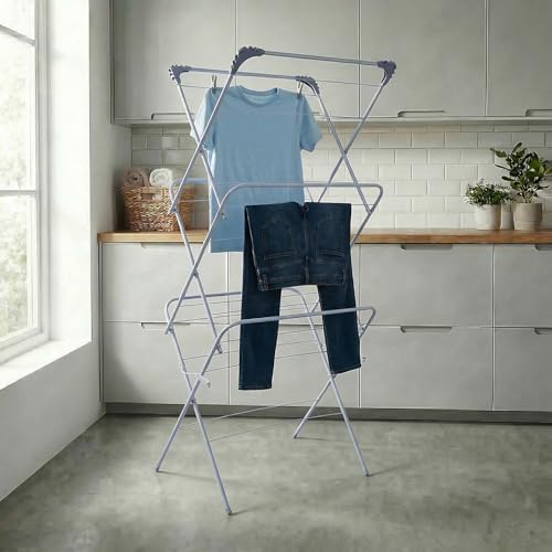 OHS 3-Tier Clothes Drying Rack - Foldable, Sturdy Indoor Maiden for Laundry with 15m Drying Space (136 x 62 x 49cm)