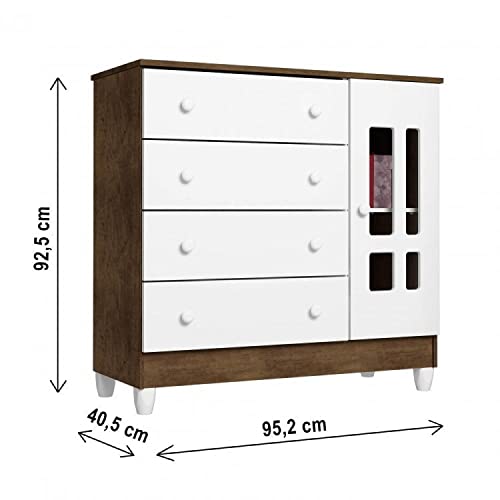 Quarto de Bebê com Guarda Roupas 4 Portas, Cômoda, Fraldário e Berço Mini Cama Ariel Mirelle Espress