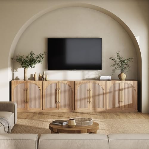 BELLEZE Set of 4 Jagger Sideboard Buffet Cabinet - Camel