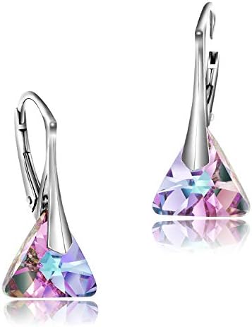 Chic Bijoux Drop and Dangle Earrings for Women - Made with 925 Sterling Silver and Austrian Crystals - Gift for Mum, Purple/Blue/Black