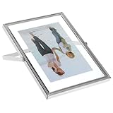 LALAFINA Marco de de Doble Cara y Fácil de Transportar para Escritorio Estructura de Hierro Plata, Diseño Rectangular Moderno para de Boda