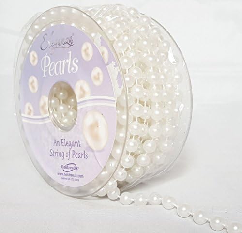 Eleganza Pearl Bead String 6mm x 10m White No. 1, 0.3x0.3x1.05 cm
