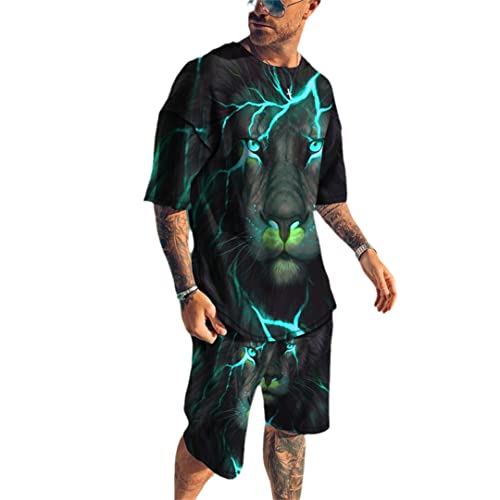 Ensemble d'été pour homme avec t-shirt décontracté et short de plage col rond taille S