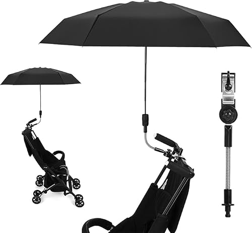 Ombrelle Parasol Universelle Poussette Bébé, Protection UV 50+, Diamètre 90 CM, Anti-UV, Avec Pince et Bras Réglables, Pour Vélo et Chaises