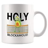 Holy Blockamole Volleyball Gifts For Volleyball Coach Players Avocado Lovers Gifts For Women Men Novelty Drinkware Ceramic Mug 11 oz White