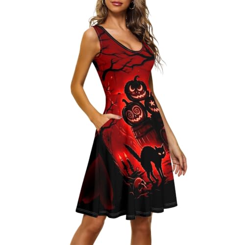 Image of TOADDITDO Womens Summer Sleeveless Tank Dress with 2 Side Pockets XS-4XL Plus Size
