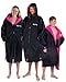 Price comparison product image Dryrobe Advance - The Original Long Sleeve Waterproof Changing Robe - Oversized Coat with Fleece Lining - for Beach, Cold Water Wild Swimming, Surfing - Large - Black/Pink