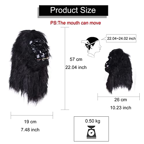 Makeatree Halloweeen Gorilla Movable Mouth Mask Latex Black Chimpanzee Full Head Mask For Cosplay Costume Prop #TOP4