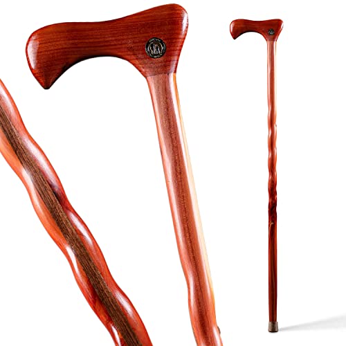 Brazos Handcrafted Wood Walking Cane, Twisted Cedar, Traditional Style Handle, for Men & Women, Made in the USA, 37"