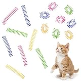 Larrel 16 Stück Katze Spielzeug, Elastisches Farbenfrohes Kunststoff-Spiralfederspielzeug Katzenspielzeug Spirale Sprungfeder Spielzeug Interaktives Katzenspielzeug für Wohnungskatzen Kätzchen