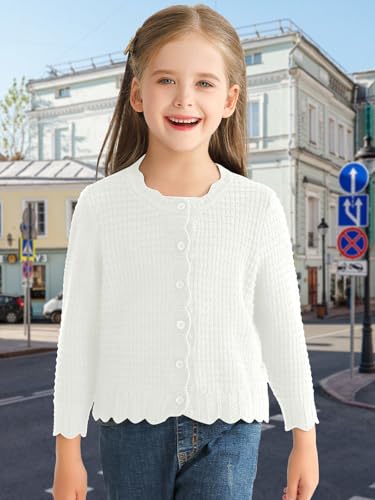 Girls Cardigan Sweaters Cropped Coat Sweater Long Sleeve Cable Knit Button Front Sweater 4-12 Years3