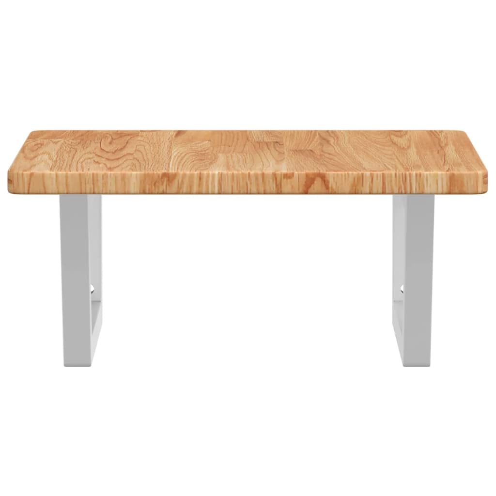 Piano per lavabo in legno di rovere massiccio con supporto in acciaio, 50 x 50 cm, trapezoidale, portata fino a 100 kg, soluzione salvaspazio per lavabo e WC degli ospiti, facile da montare