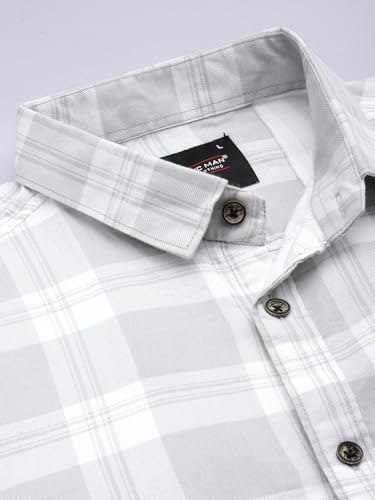 Image of Majestic Man Comfort Slim Fit Pure Cotton Checked Casual Shirt