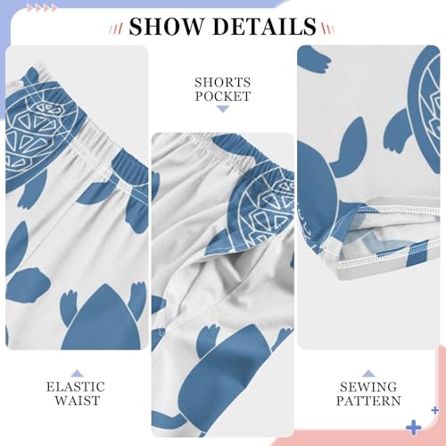 Boys' Pants Doodle Sea Blue Silhouette Long Bottoms Jogger Pants Elastic Waist Trousers with Pockets S-XL4