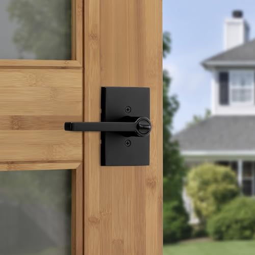 Kwikset Halifax Entry Door Handle with Lock and Key, Secure Keyed Reversible Lever Exterior, for Front Entrance and Bedrooms, Matte Black, Pick Resistant Smartkey Rekey Security and Microban by Kwikset - Image 3