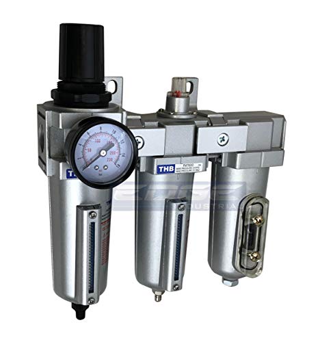 3 Stage, Heavy Duty Industrial Grade Filter Regulator Coalescing Desiccant Dryer System For Compressed Air Lines, Metal Bowls, Great For Paint Spray And Plasma Cutter (3/4" Npt, Auto Drain) #TOP1