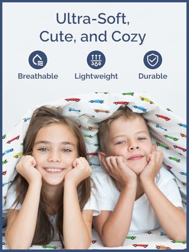 Image of Kids Queen Size Racecars Bed Sheets - 4 Piece Kids Racecars Sheet Set | Racecars Themed Bedding, Ultra-Soft, Cute & Cozy, Breathable & Machine Washable, Bed Set for Boys, Girls & Teens, Breathable