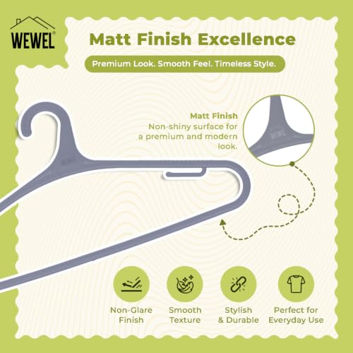 Image of WEWEL 25 Pcs Premium Hangers for Hanging Clothes (Matt Finish)(Bendless Design)(Grey | 25)