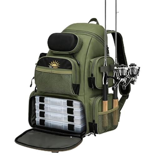 Mochila 55 Litros de Pesca, Mochila de Grande Capacidade para Camping e Trilha ao Ar Livre (Verde)