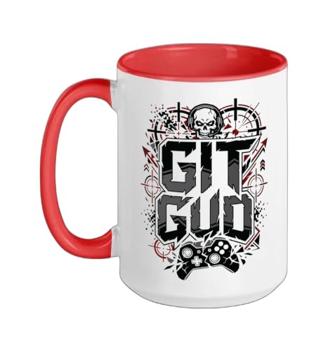 Gaming Video Game PC Gamer Console Esports Ceramic Mug, Red/White, 15oz