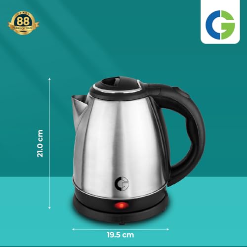 Image of CG - EKSS15 SS 1.5 Ltr Electric Kettle 1350W with Dry Boil Protection, Auto Cut Off, Cool Touch Ergonomic Handle, Double Wall Insulation 2 Yr Replacement Manufacturer Warranty - Black
