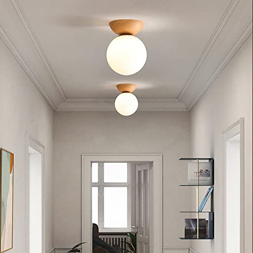 Chandelier en verre soufflé avec support noyer, éclairage à suspension directionnelle
