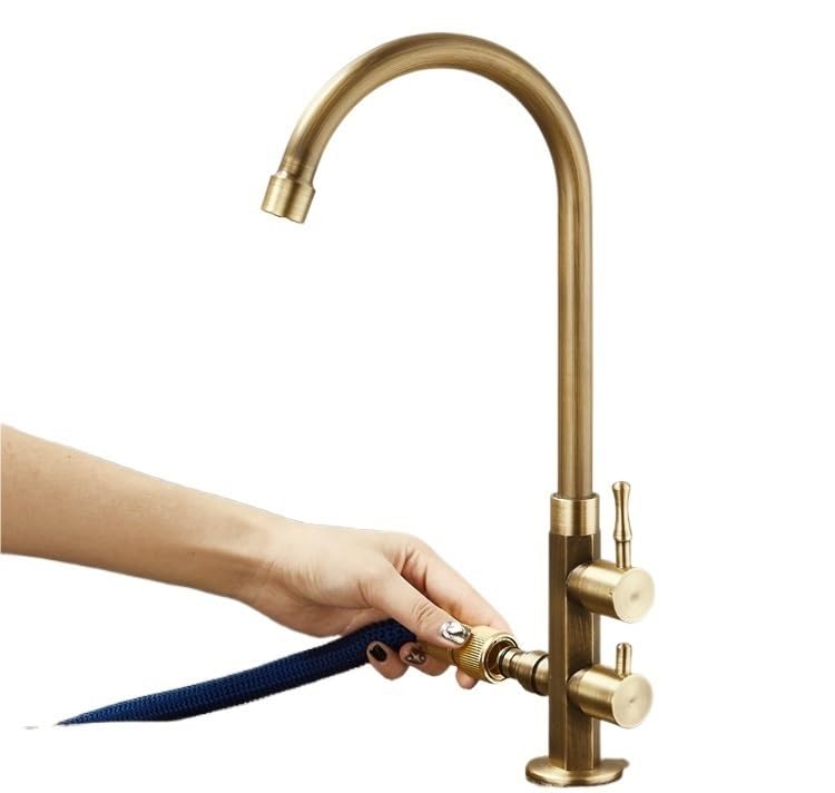 Grifo para exteriores con boquilla giratoria de 360°, grifo frío único, diseño anticongelante, resistente a la intemperie, fácil instalación, fontanería de jardín duradera