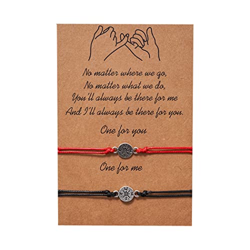 Bracelet de couple boussole rétro tressé cordon de l'amour à distance