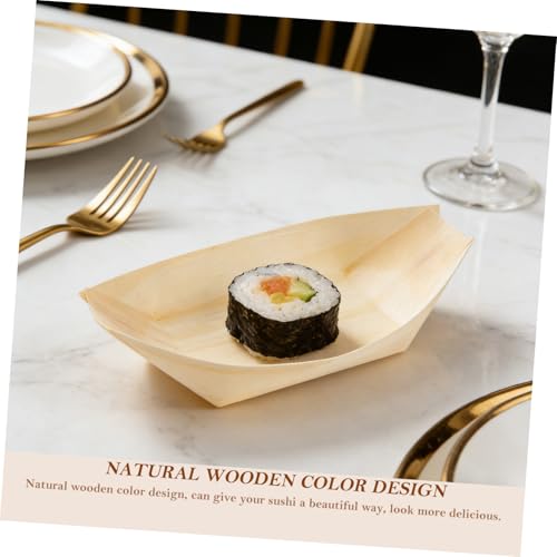 Platos desechables de sushi madera 6 pulg x100 pcs miniatura 3