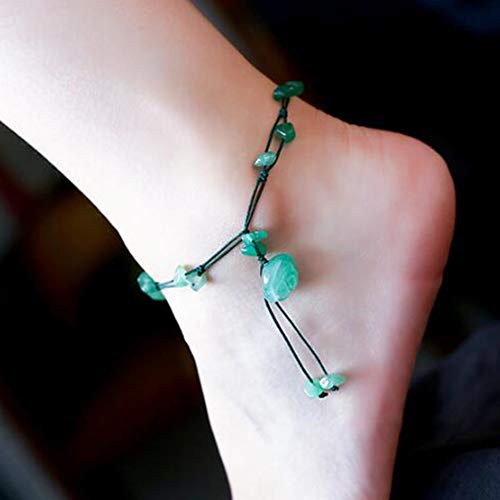 Fashion Handmade Braided Rope Anklet Natural Amethyst Flower Stone Beach Anklet For Women Girls (Purple) #TOP3