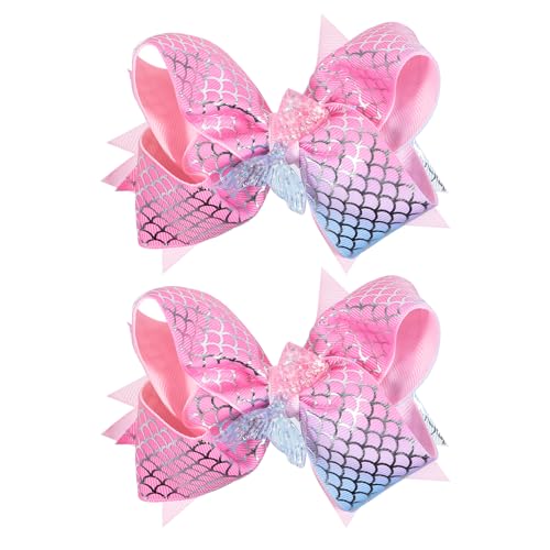 Glitter Mermaid Hair Bow Clips Girls Birthday Gift 2pcs 4.7
