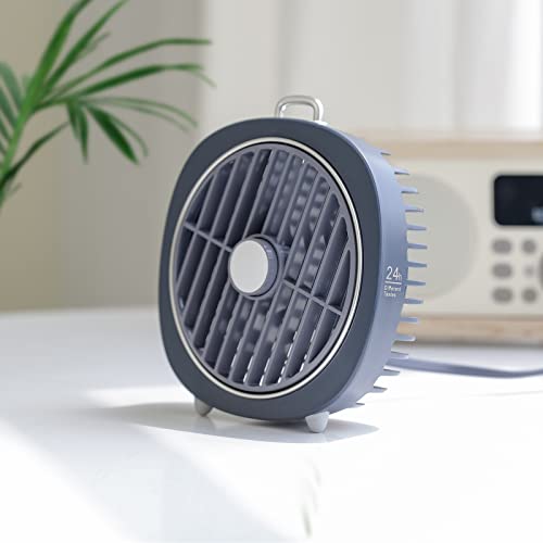 Jafomez Small USB Desk Fan, Personal Desktop Table Cooling Mini Fan Powered by USB, 3 Speeds Strong Wind, LED Night Light, Detachable Fan Mask, Easy to Clean, Quiet Operation, for Home Office (Blue)