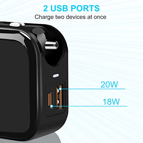 Bolweo Car Charger & Wall Charger 2 In 1 For Travel,20W Pd Fast Charger Dual Ports Type C Usb A Foldable Plug For Car And Hotel Compatible Iphone 13 12 11 Pro Max Ipad Samsung Galaxy S22 S21 S20 #TOP4