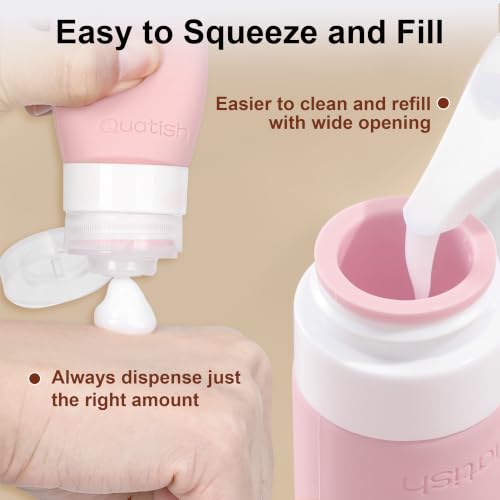 Quatish Lot de 15 bouteilles de voyage pour articles de toilette, originaux brevetés, approuvés par la TSA, flacons de shampooing et après-shampoing en silicone anti-fuite pour homme et femme – vue 5