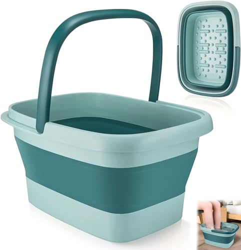 Bassine Bain de Pied,Bassine Pliable pour Bain Pied-Bassine Pied avec 8 Jeux de Rouleaux de Massage et 54 Bosses de Massage,Livré avec Une Poignée Portable pour Pédicure Relaxation et Massage