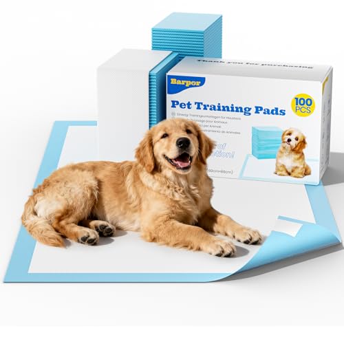 Barpor PIPI Matten für Hunde - Trainingspads für Hunde 100 Stück Welpen Unterlagen 60x60cm, Inkontinenzunterlage Einweg Wickelunterlage 5-Lagiges Design mit Schnell Trocknender Oberfläche