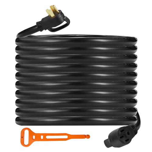 RV Extension Cord 50 Amp - 30 ft Outdoor with Grip Handle, Flexible Heavy Duty 6/3+8/1 Gauge STW 4 Prong RV Power Cord Waterproof, NEMA 14-50P to 14-5