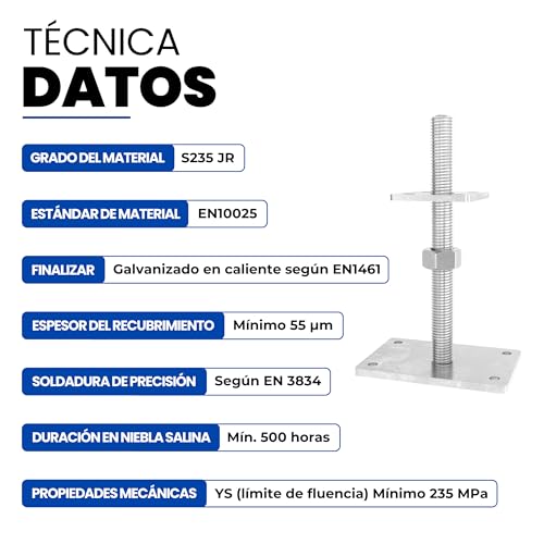 Miniatura 4 de Gezu Impex Soporte De Poste Ajustable 100 X 100 Mm Galvanizado Por Inmersión En Caliente Set De 12 Soporte De Altura Base Elevada