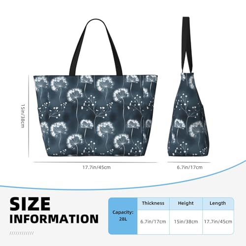 Large Beach Bags for Women Sandproof - Elegant Dandelion Print Summer Travel Work Tote Bags with Zipper2