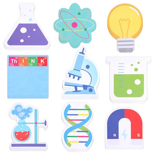 9 Pads Science Sticky Notes, Cute Chemistry Stickers, Lab Test Tube Microscope & Light Bulb Memo Pads, Teacher Student Appreciation Gifts, Science Week Party Favors & Classroom Supplies