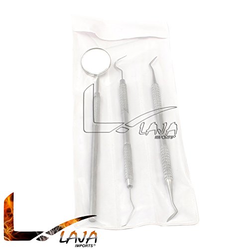 LAJA IMPORTS 3 Piece Set Dental TARTER Tartar Scraper and Remover Set Dental Hygiene Instruments Ideal for Dentist, Personal Set and Hobby Tool