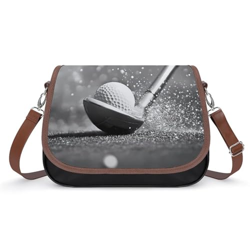 Black And White Golf Women's Crossbody Bags Leather Messenger Handbag Small Shoulder Bag Purse