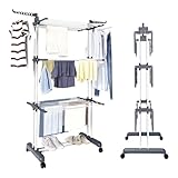 Mi Ko Mi Ka Tendedero Plegable de Acero Inoxidable para Ropa, 4 Niveles con Alas...